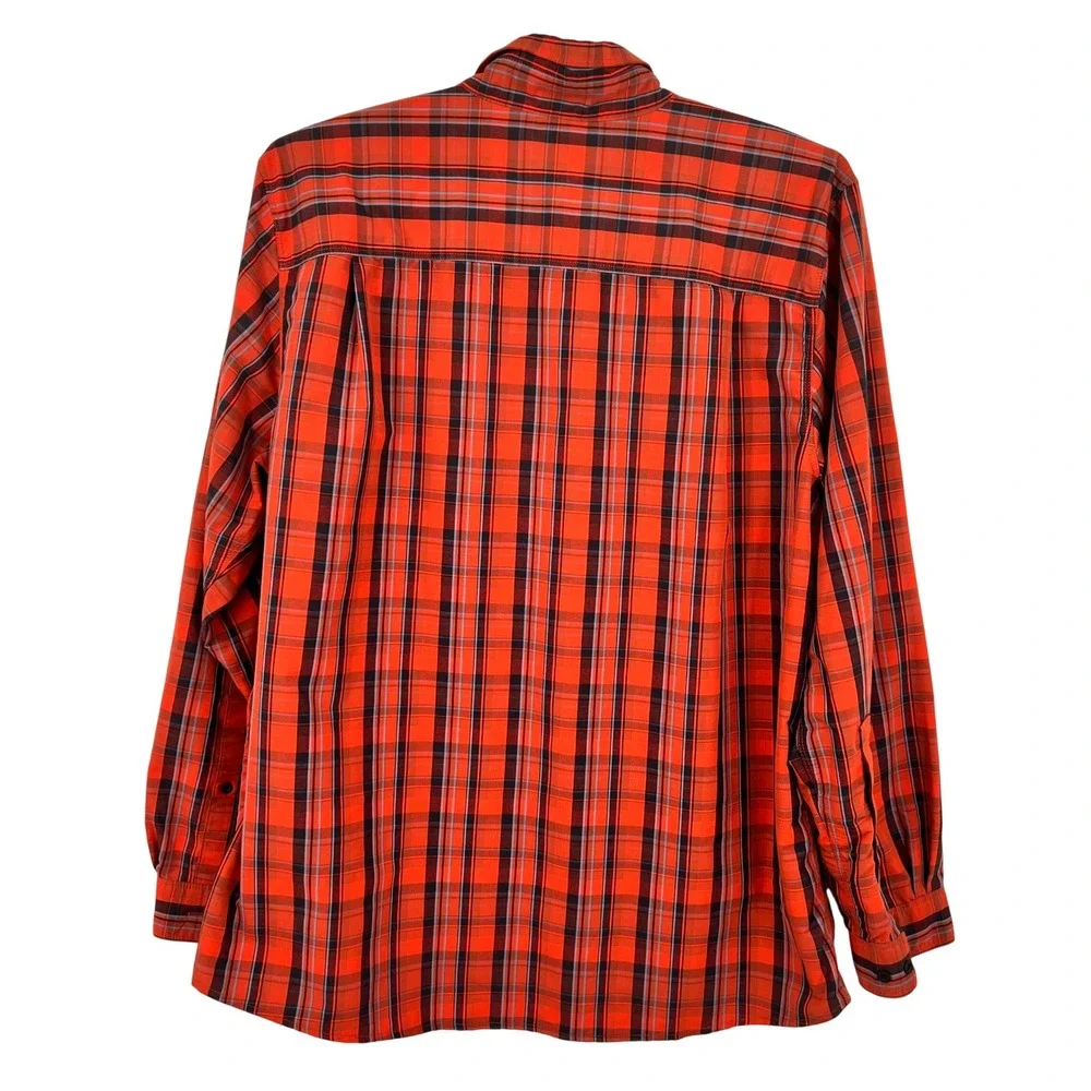 The North Face Mens XL Red Black Plaid Long Sleeve Hiking Button Up Shirt 1583‎